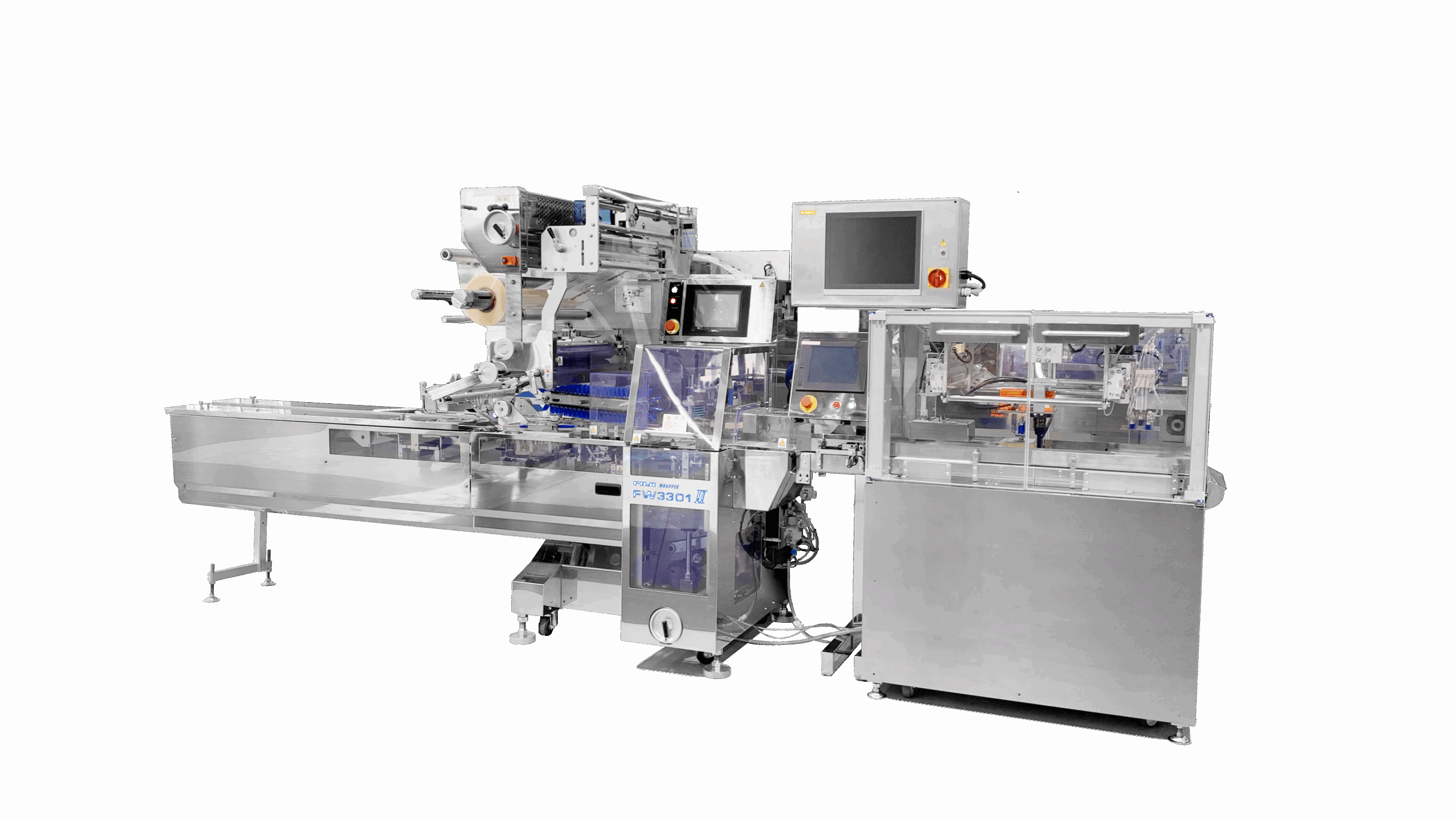 コンパクト横形ピロー包装機<br>FW3301＋抜取り非破壊検査機