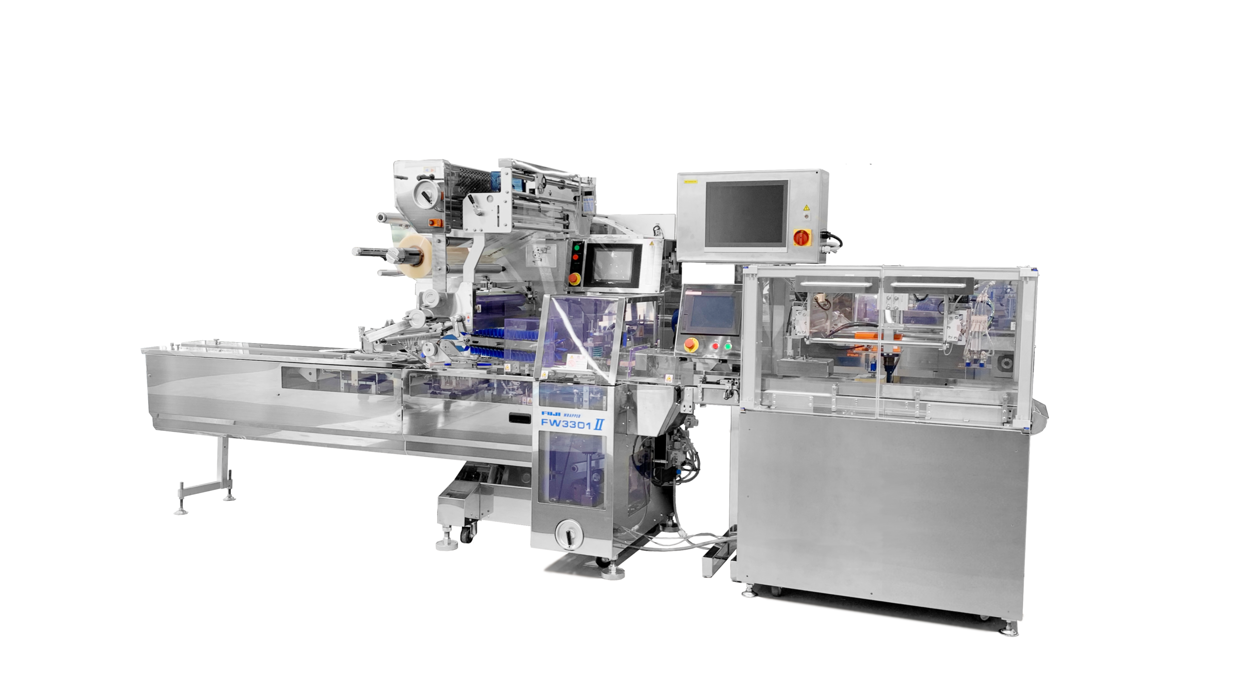 COMPACT HORIZONTAL FLOW WRAPPING MACHINE FW3301IIB + SAMPLING NON-DESTRUCTIVE INSPECTION MACHINE